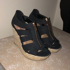 Black zip up wedges